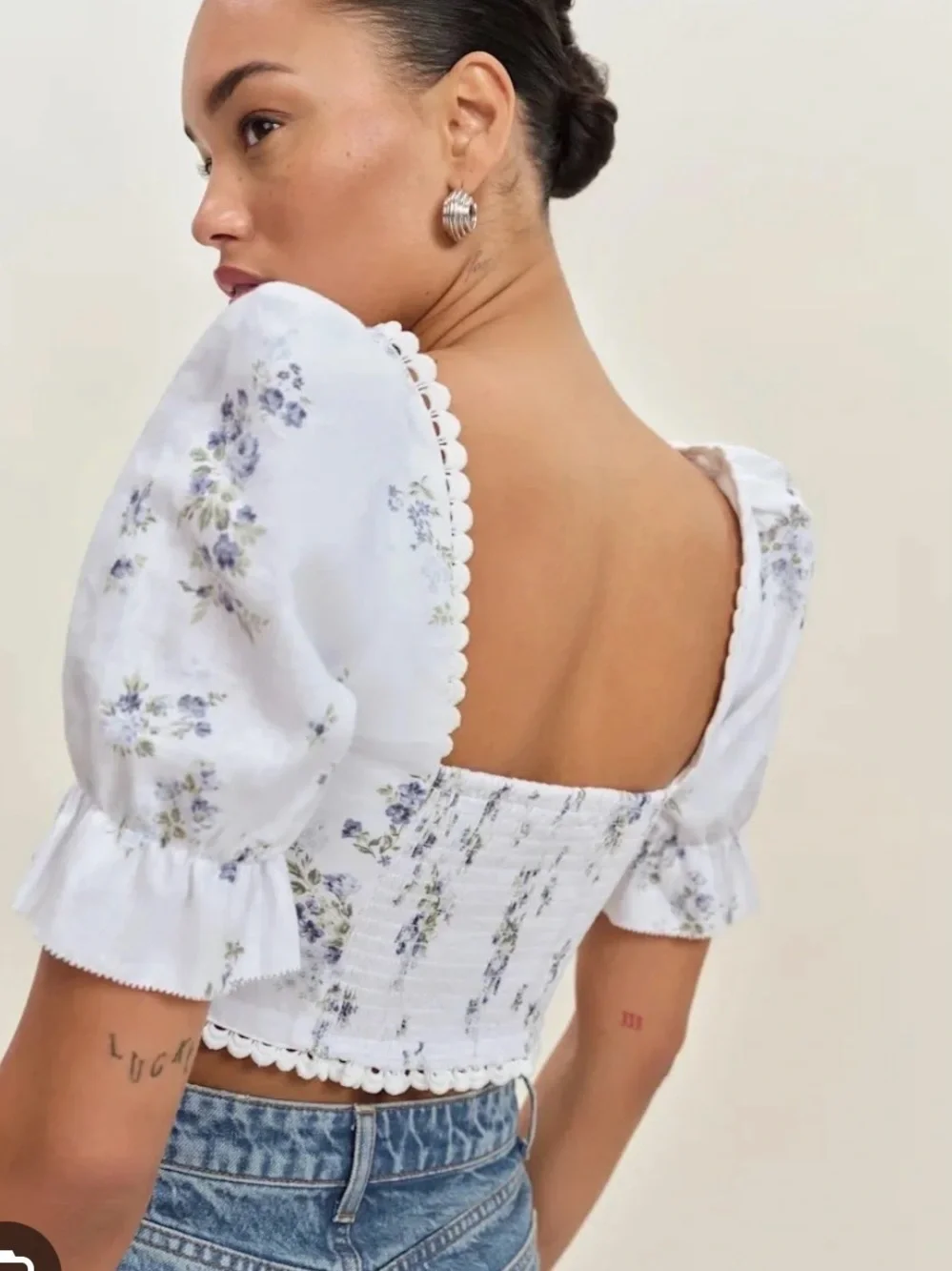 Reformation Simmie top floral print linen